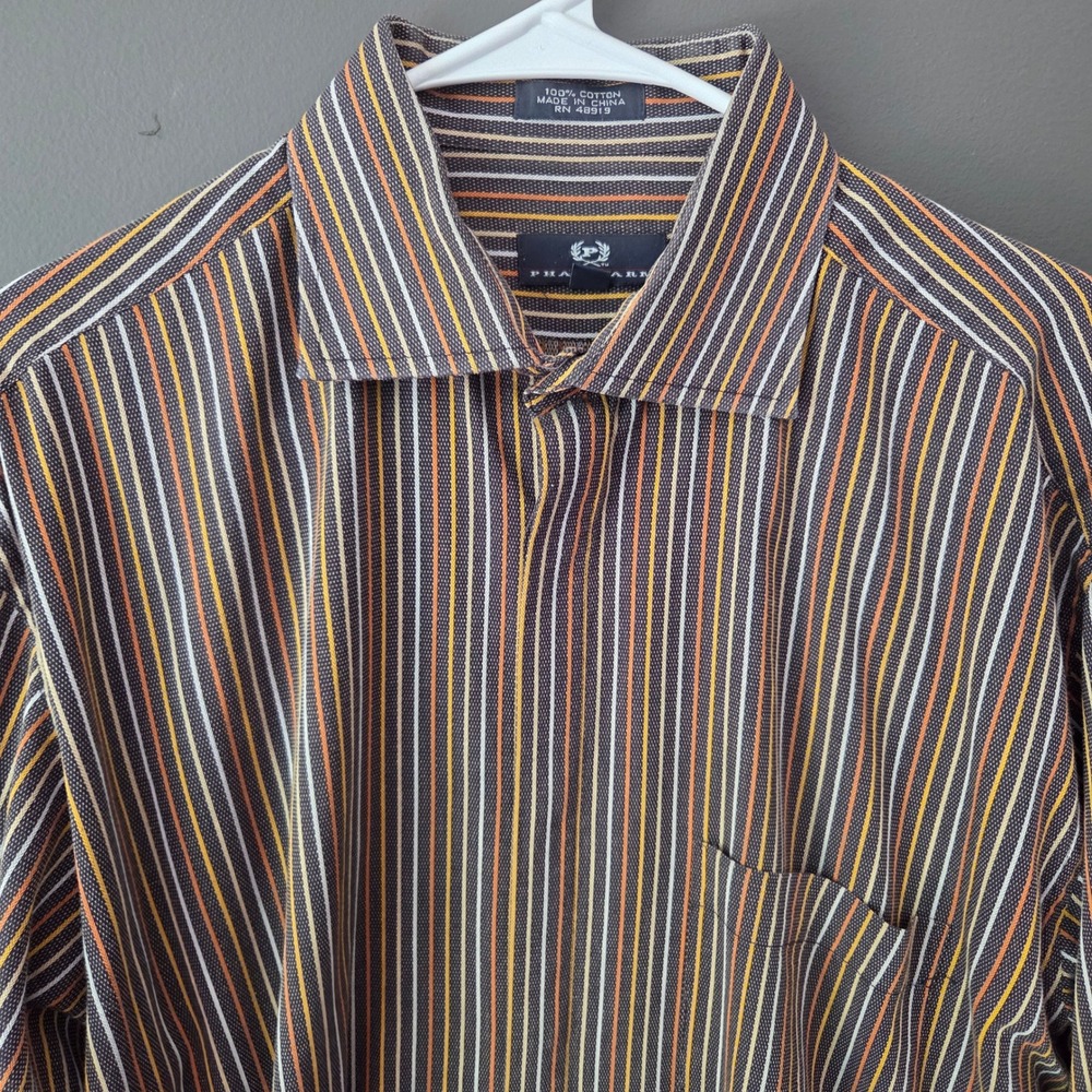 Vintage Phat Farm Striped Button Down Shirt Brown Size 16 4/5 Y2K